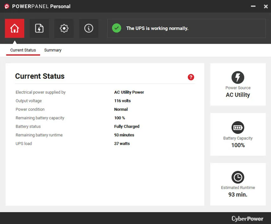 PowerPanel Personal software dashboard